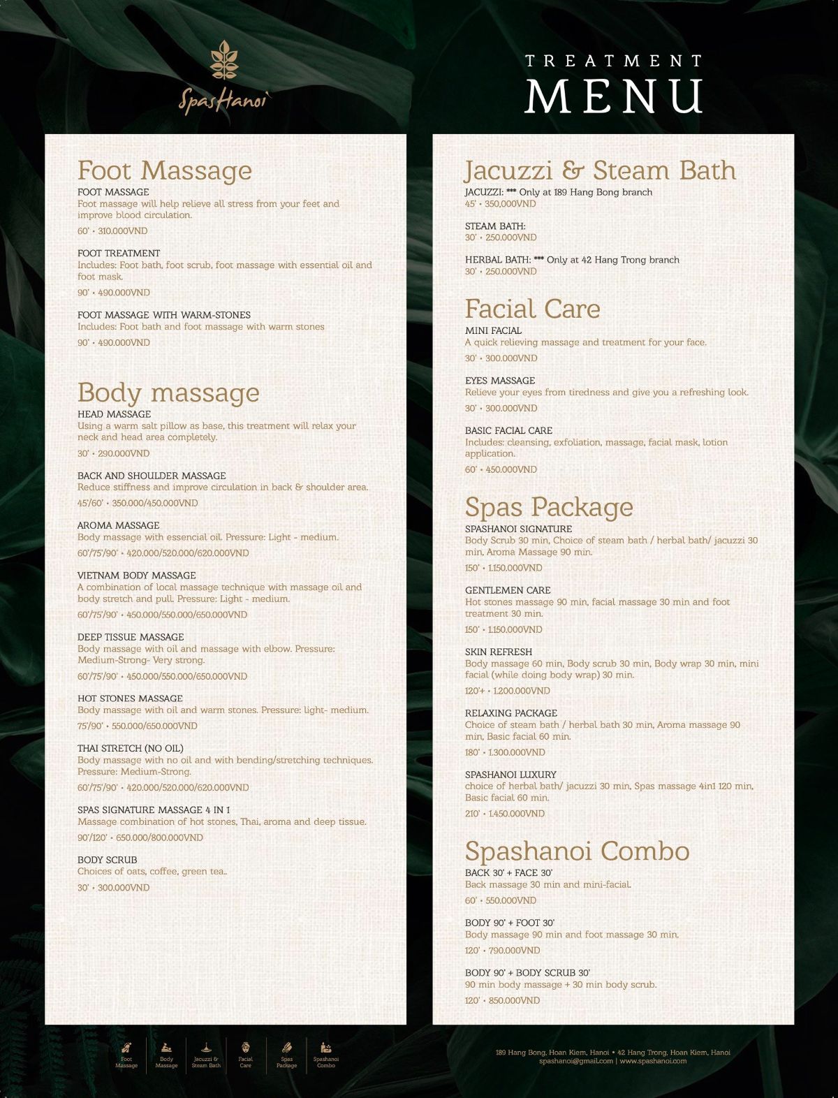 spas hanoi spa_menu_picture