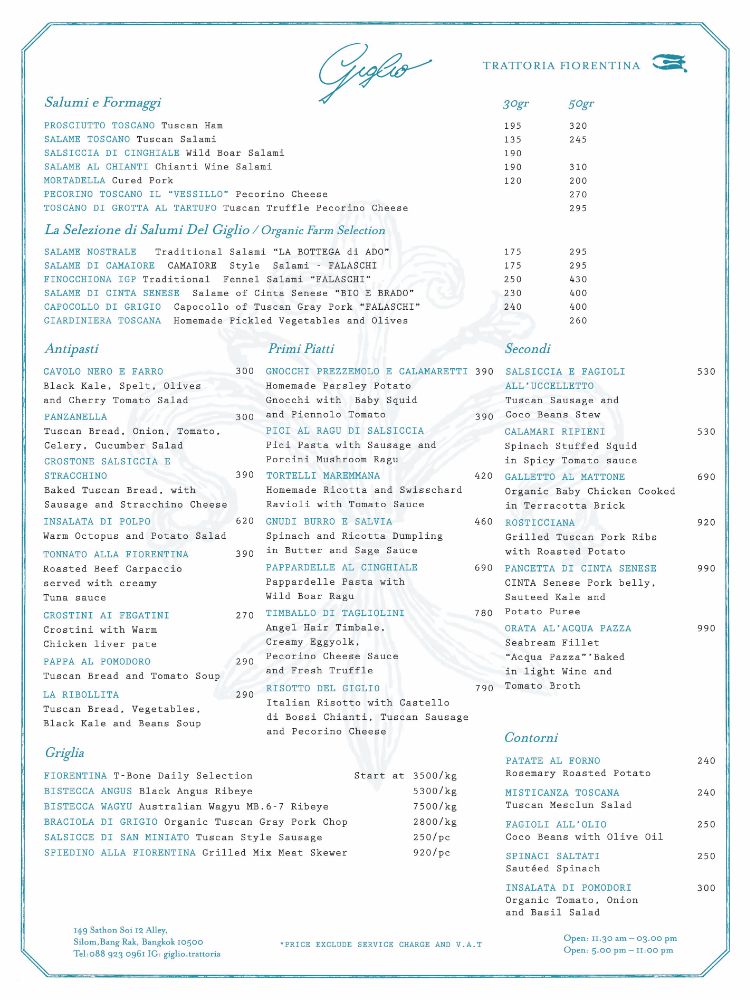 Giglio Tratoria Fiorentina_menu_picture