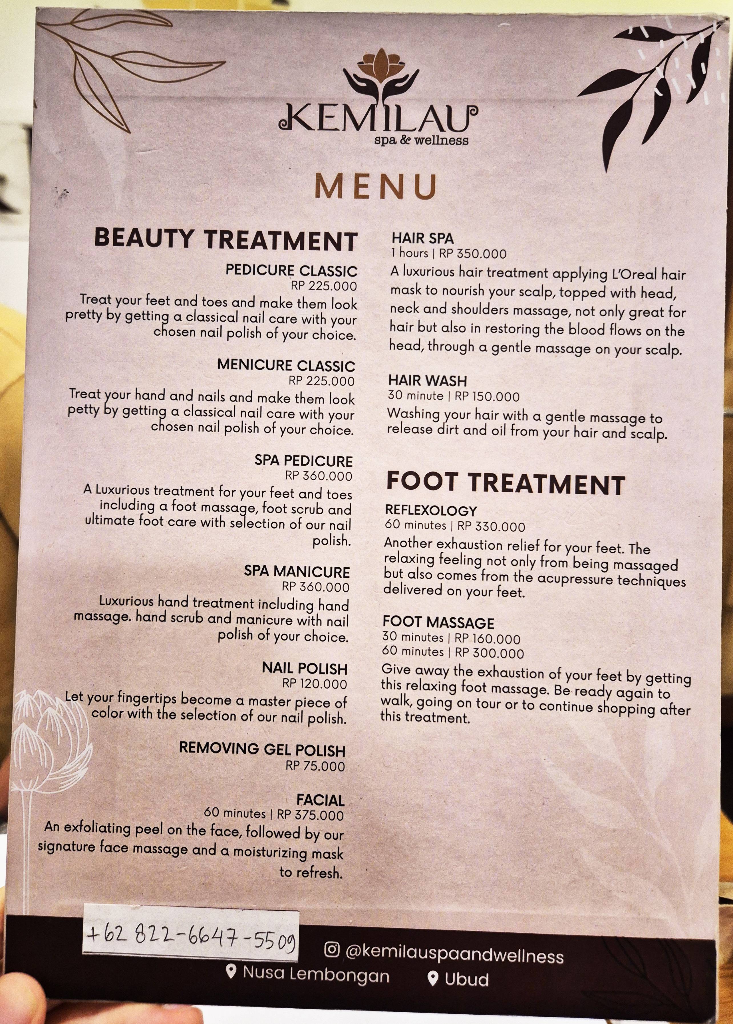 Kemilau spa_menu_picture